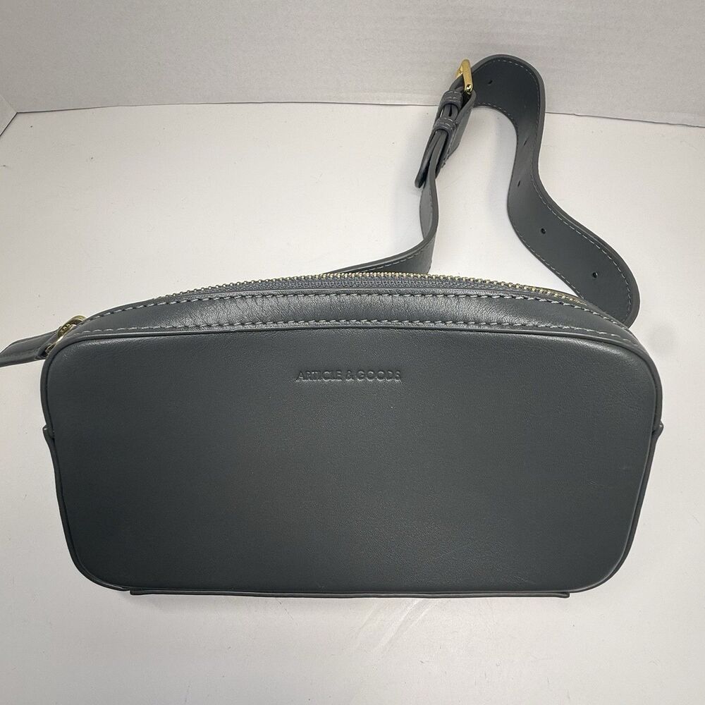 Article & Goods Mini Leather Belt Bag Gray Smooth Nappa Leather Fanny Pack